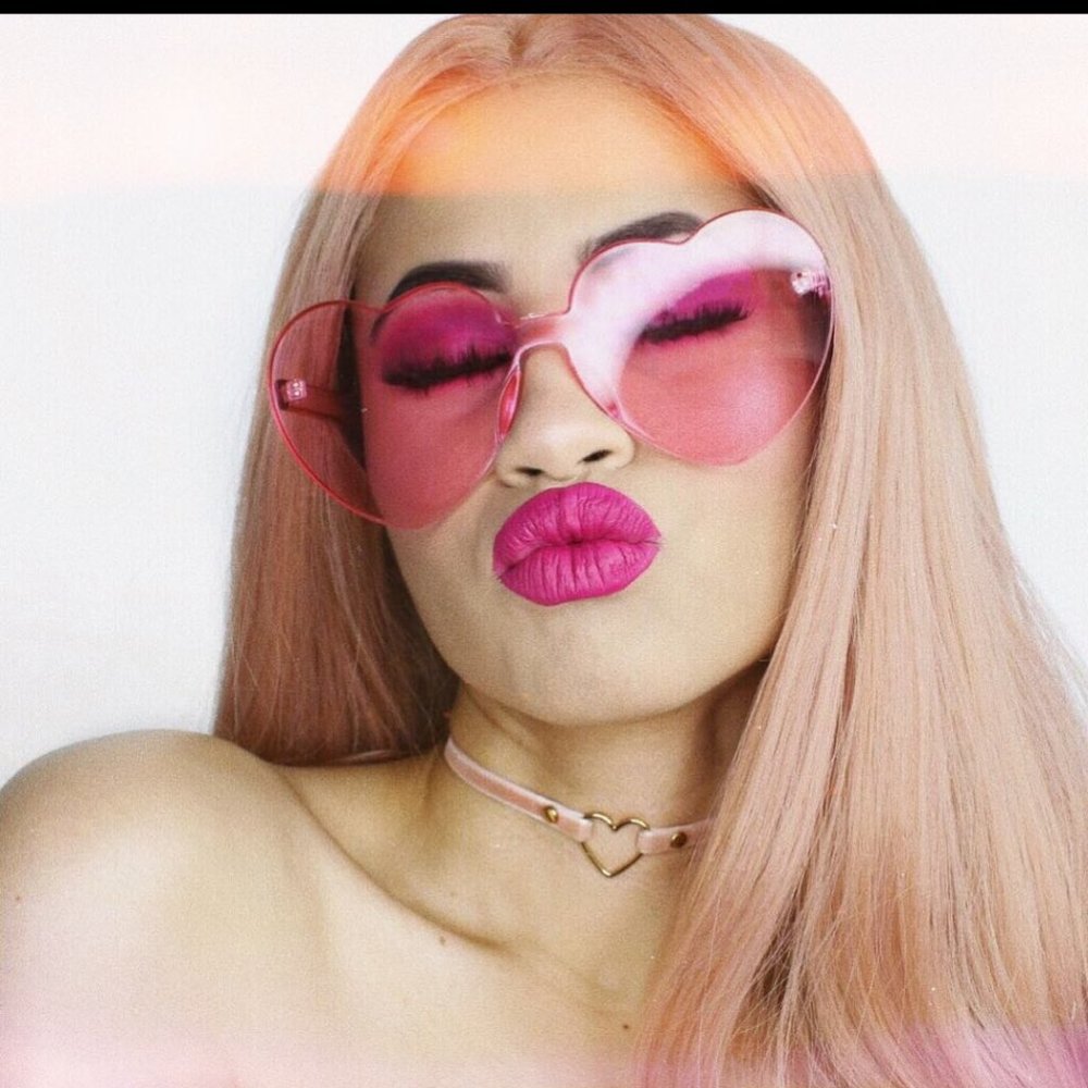 Trendy Heart Shaped Sunglasses barbie pink or red valentine's gift rave festival